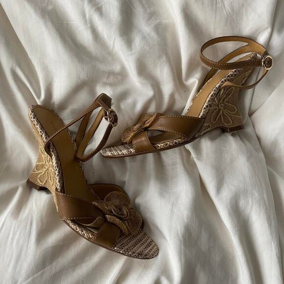 Y2k summer wedges floral embroidered strappy platform sandals - Picture 5 of 8